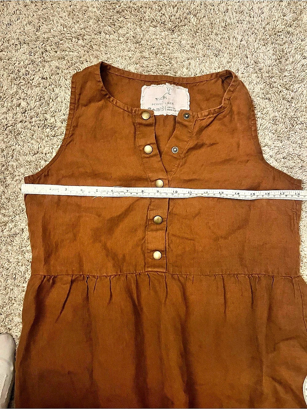 notPERFECTLINEN VALLEY Button Down Linen Dress, toast, small - Picture 2 of 5